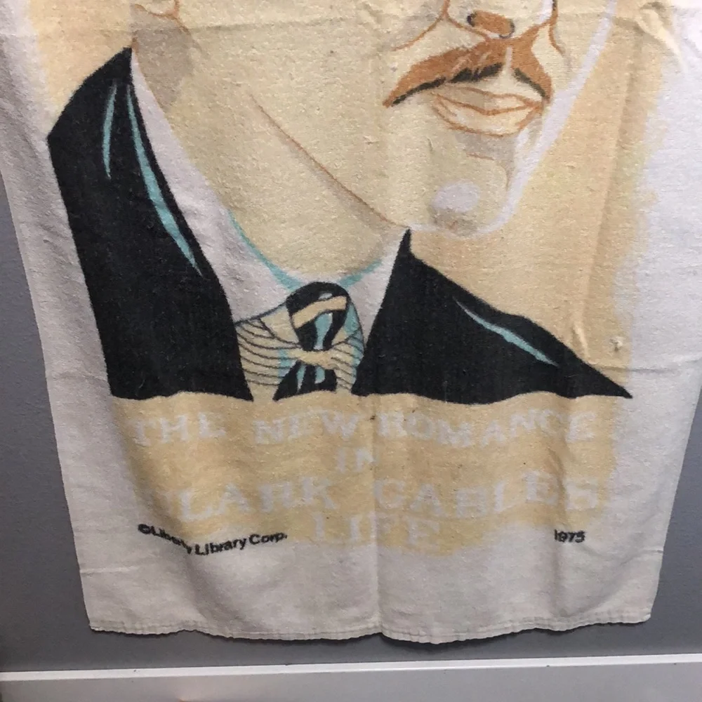 CLARK GABLE Vintage beach towel Franco Liberty 5 cents Movie star collector item